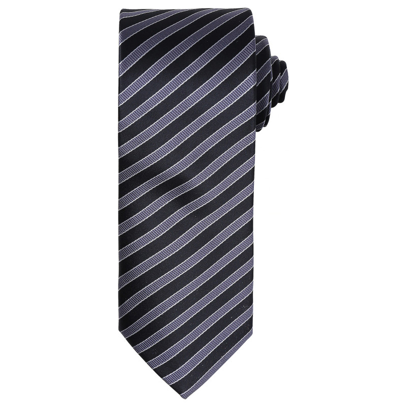 Double stripe tie PR782 Black/Dark Grey One Size