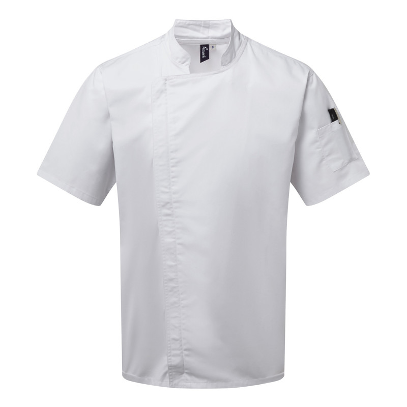 Chef's zip-close short sleeve jacket PR906 White M