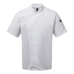 Chef's zip-close short sleeve jacket PR906 White 2XL