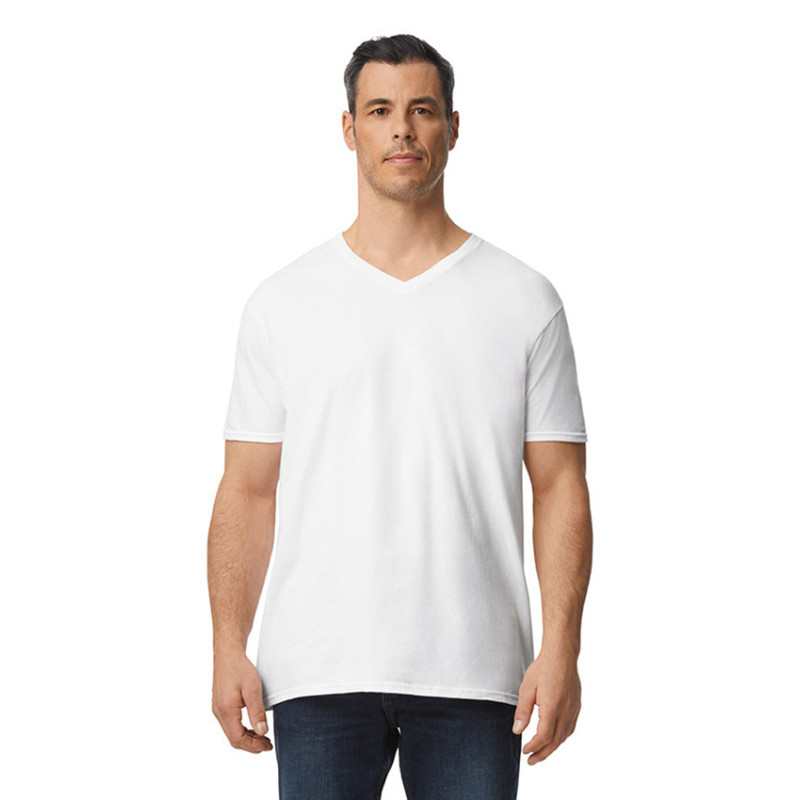 Gildan T-shirt V-Neck SoftStyle SS for him GIL64V00 000 White L