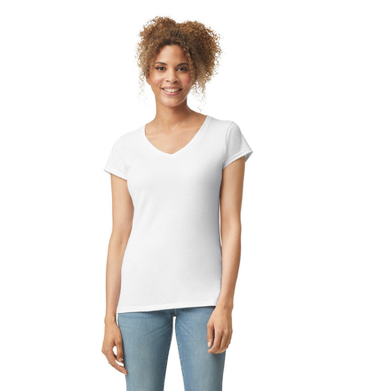 Gildan T-shirt V-Neck SoftStyle SS for her GIL64V00L 000 White L