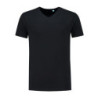 L&S T-shirt V-neck fine cotton elasthan LEM1135 Black 2XL