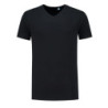 L&S T-shirt V-neck fine cotton elasthan LEM1135 Black-extra longer length L