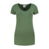L&S T-shirt V-neck cot/elast SS for her LEM1262 Army Green M