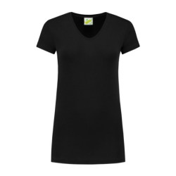 L&S T-shirt V-neck cot/elast SS for her LEM1262 Black 3XL
