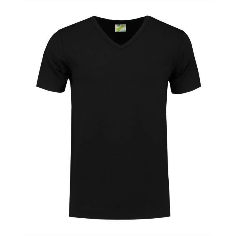 L&S T-shirt V-neck cot/elast SS for him LEM1264 Black 4XL