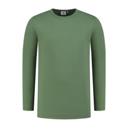 L&S T-shirt Crewneck cot/elast LS for him LEM1265 Army Green L