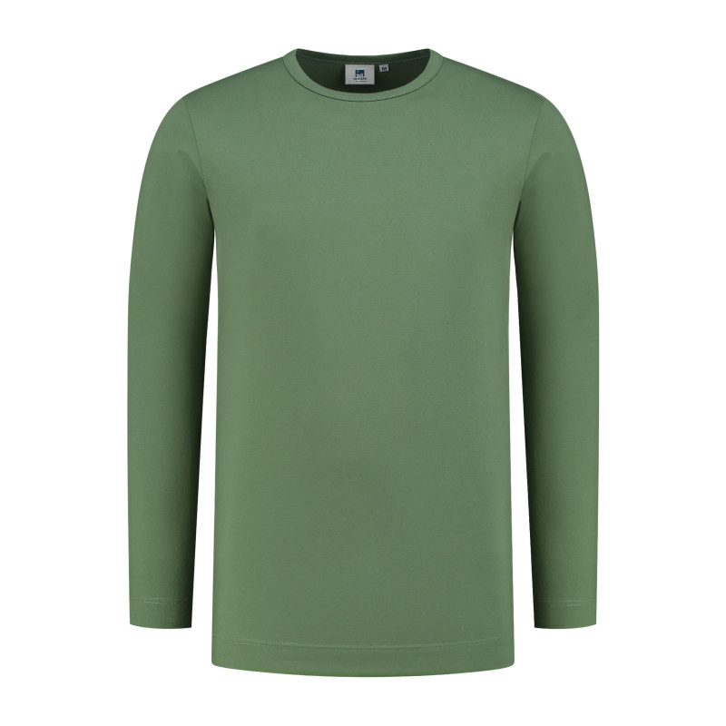 L&S T-shirt Crewneck cot/elast LS for him LEM1265 Army Green L