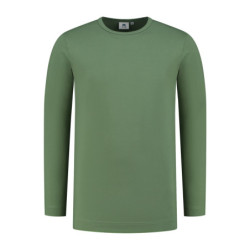L&S T-shirt Crewneck cot/elast LS for him LEM1265 Army Green S