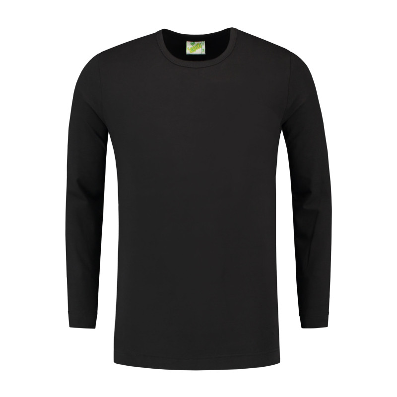 L&S T-shirt Crewneck cot/elast LS for him LEM1265 Black L