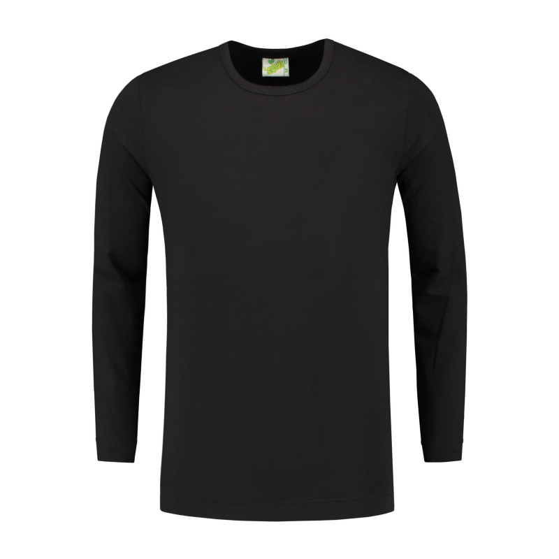 L&S T-shirt Crewneck cot/elast LS for him LEM1265 Black 6XL