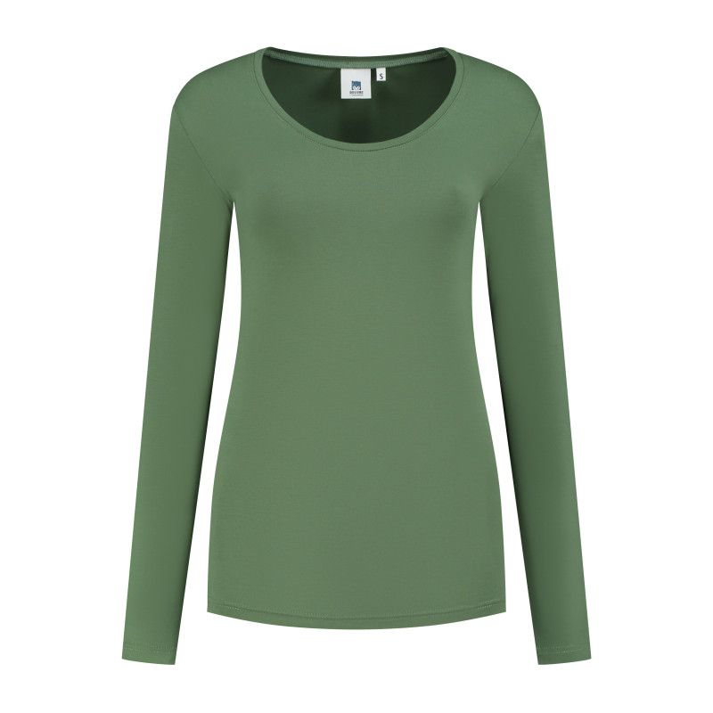 L&S T-shirt Crewneck cot/elast LS for her LEM1267 Army Green XL