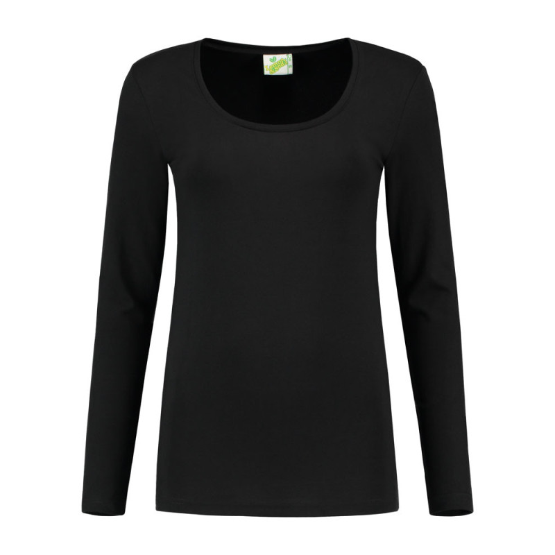 L&S T-shirt Crewneck cot/elast LS for her LEM1267 Black L