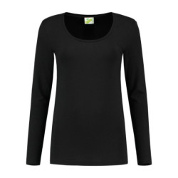L&S T-shirt Crewneck cot/elast LS for her LEM1267 Black M