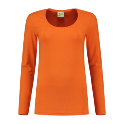 L&S T-shirt Crewneck cot/elast LS for her LEM1267 Orange S