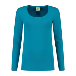 L&S T-shirt Crewneck cot/elast LS for her LEM1267 Turquoise L