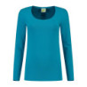 L&S T-shirt Crewneck cot/elast LS for her LEM1267 Turquoise L