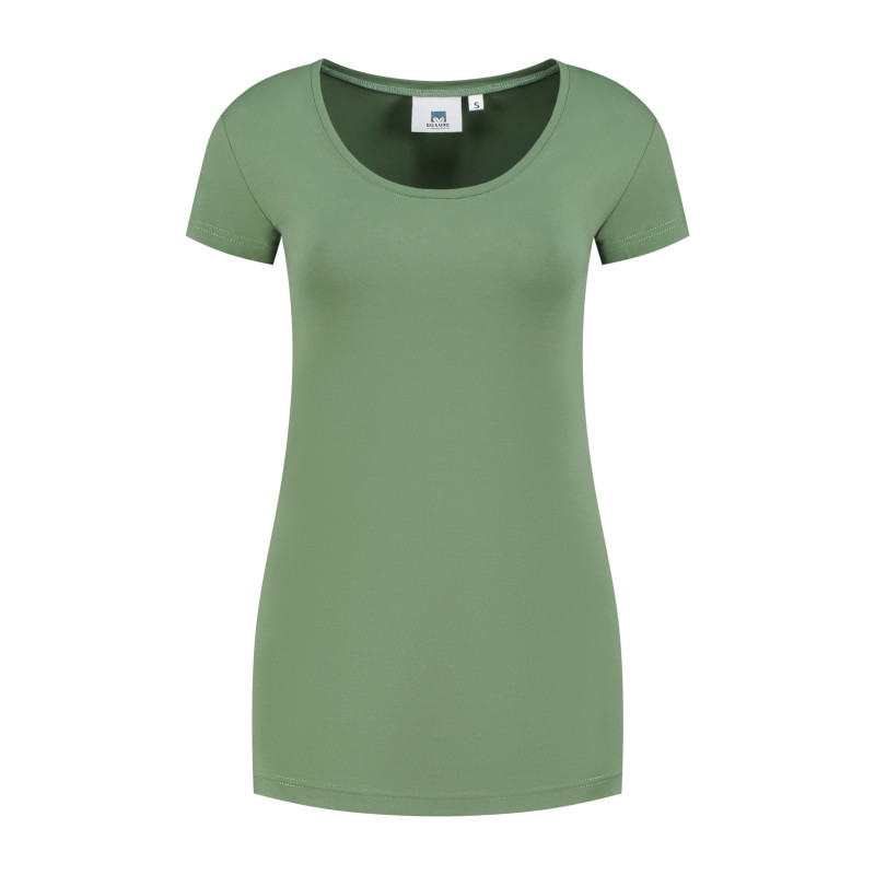 L&S T-shirt Crewneck cot/elast SS for her LEM1268 Army Green L