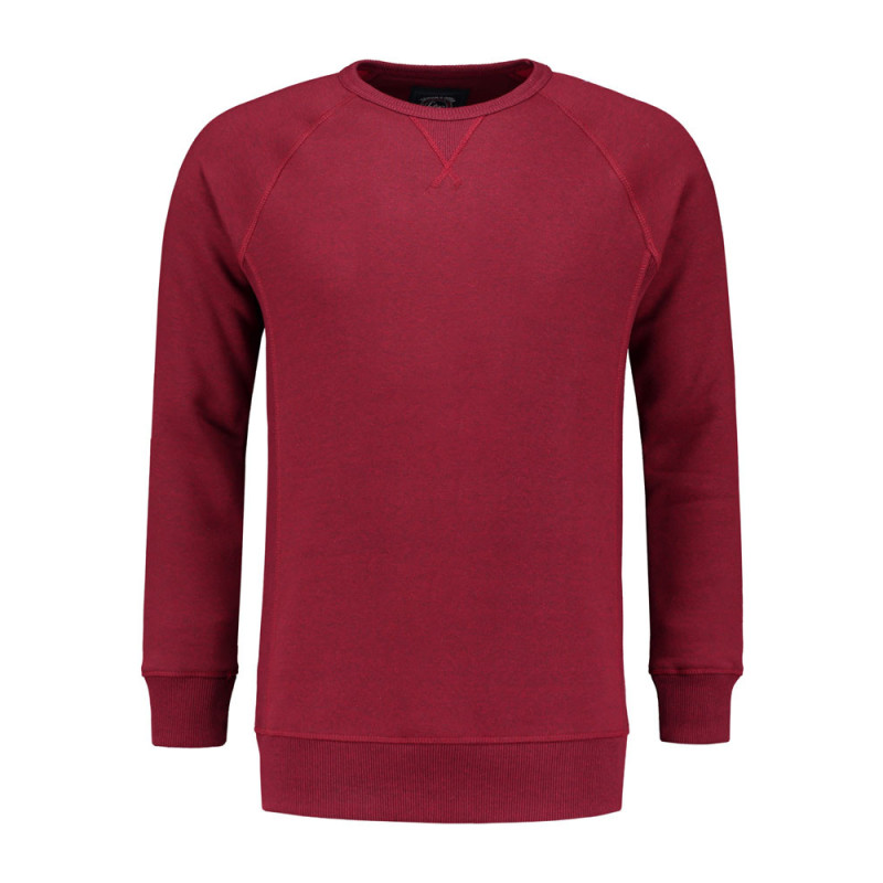 L&S Heavy Sweater Raglan Crewneck for him LEM3229 Cardinal Heather L