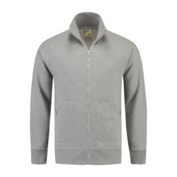 L&S Sweater Cardigan unisex LEM3236 Grey Heather S