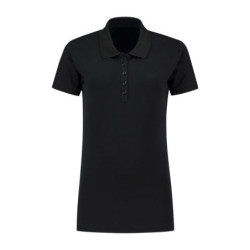 L&S Polo Basic Cot/Elast SS for her LEM3570 Black 3XL