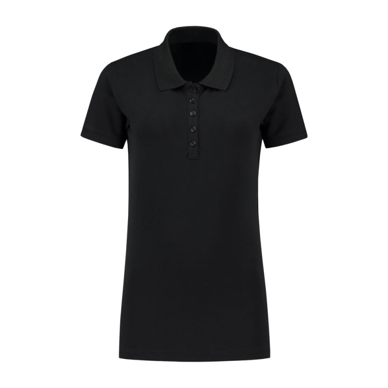 L&S Polo Basic Cot/Elast SS for her LEM3570 Black 3XL