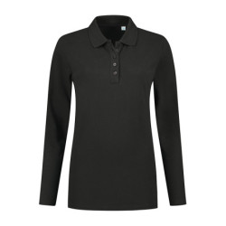 L&S Polo Basic Cot/Elast LS for her LEM3574 Dark Grey L