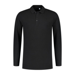 L&S Polo Basic Cot/Elast LS for him LEM3576 Black 2XL