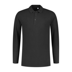 L&S Polo Basic Cot/Elast LS for him LEM3576 Dark Grey L