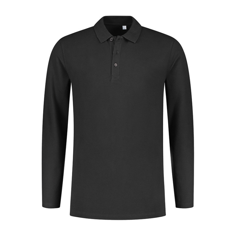 L&S Polo Basic Cot/Elast LS for him LEM3576 Dark Grey L