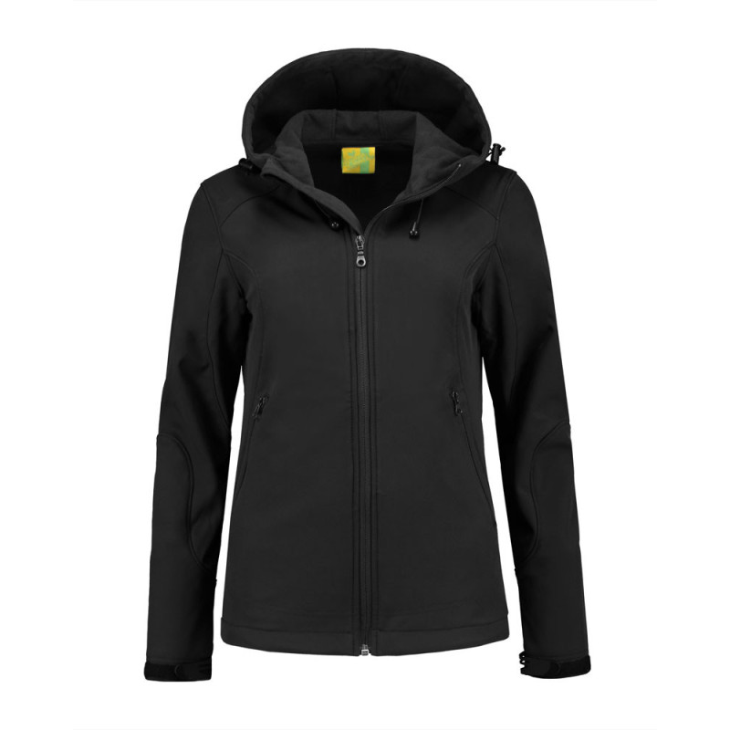 L&S Jacket Hooded Softshell for her LEM3627 Black L