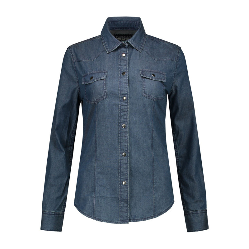 L&S Denim Shirt LS for her LEM3950 Blue Denim 2XL