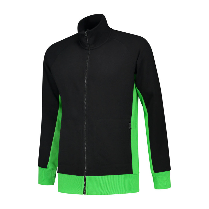 L&S Sweater Cardigan Workwear LEM4725 Black/Lime L